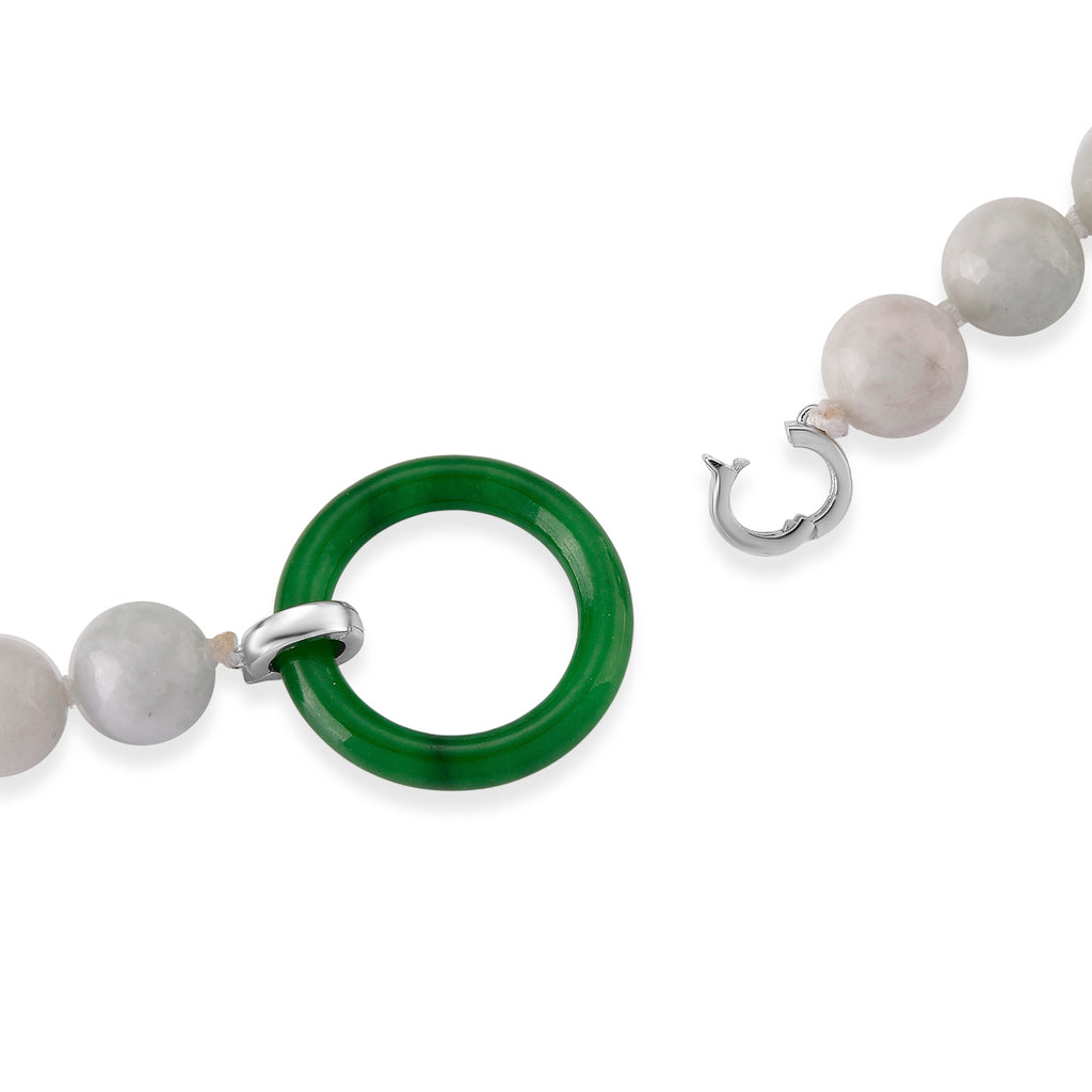 BIGGEST JADEITE DEAL - Green Jadeite & Natural White Jadeite Beads Necklace (Size - 20) with Clasp in Rhodium Overlay Sterling Silver 410.00 Ct._8577706_4