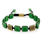 Enhanced Green Jade & Black Cubic Zirconia Adjustable Beads Bracelet (Size - 6.5 to 9.5) 75.20 Ct._8577707