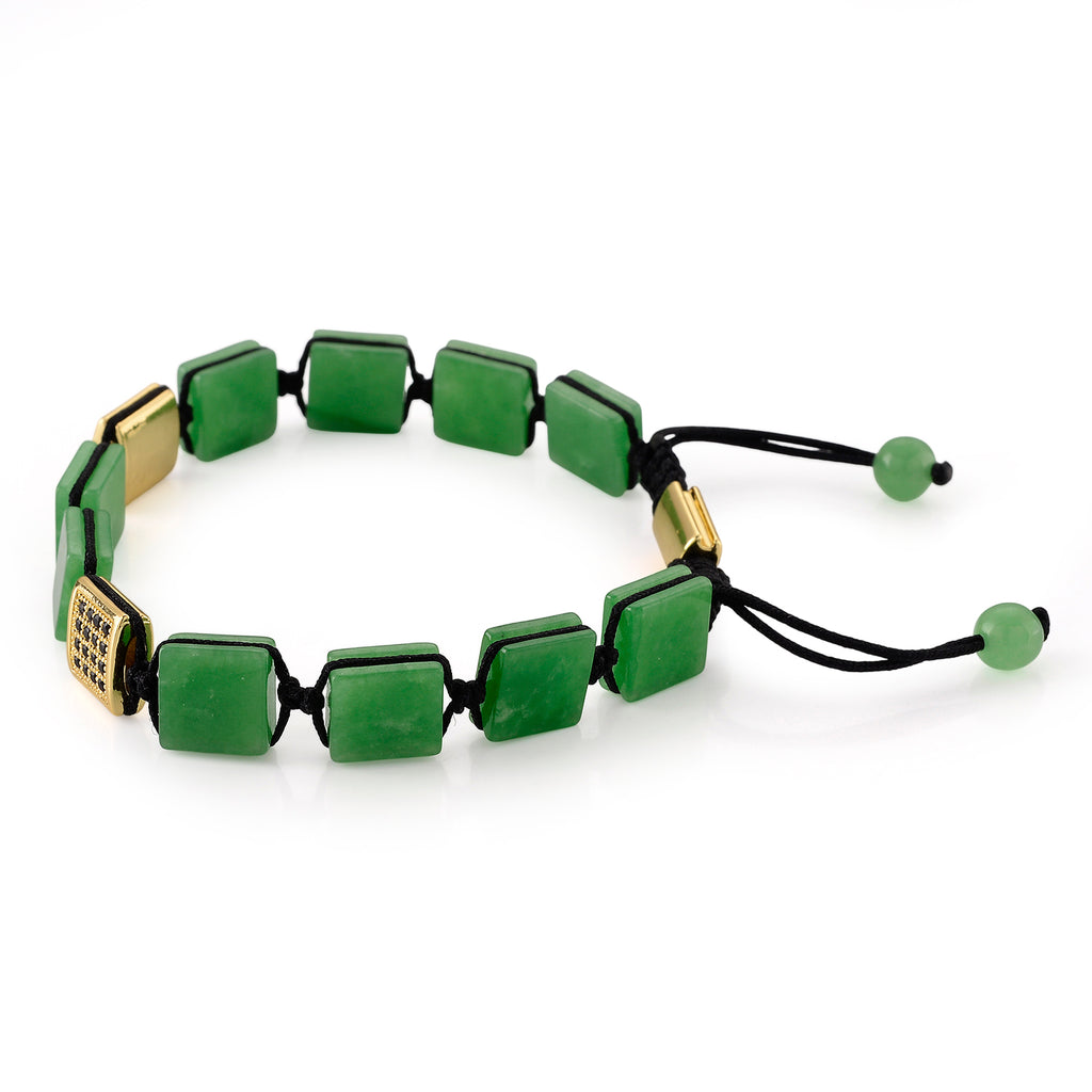 Enhanced Green Jade & Black Cubic Zirconia Adjustable Beads Bracelet (Size - 6.5 to 9.5) 75.20 Ct._8577707_3