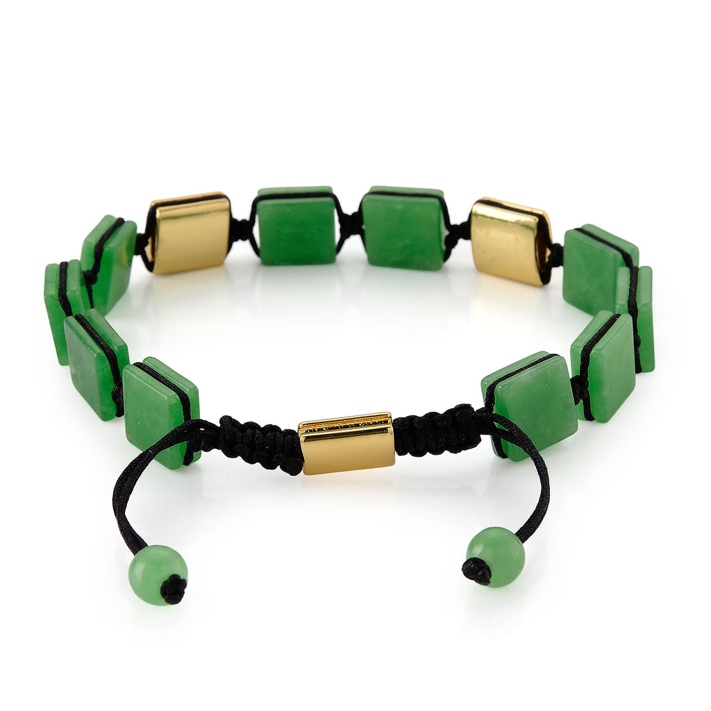 Enhanced Green Jade & Black Cubic Zirconia Adjustable Beads Bracelet (Size - 6.5 to 9.5) 75.20 Ct._8577707_4