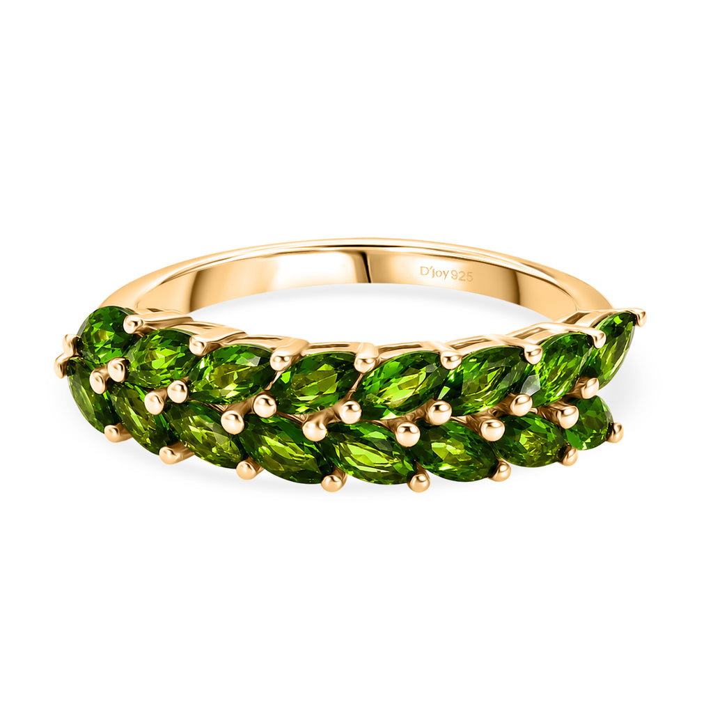 D'Joy - Natural Chrome Diopside Leaf Vine Ring in Yellow Gold Plated Sterling Silver 1.20 Ct._8578672
