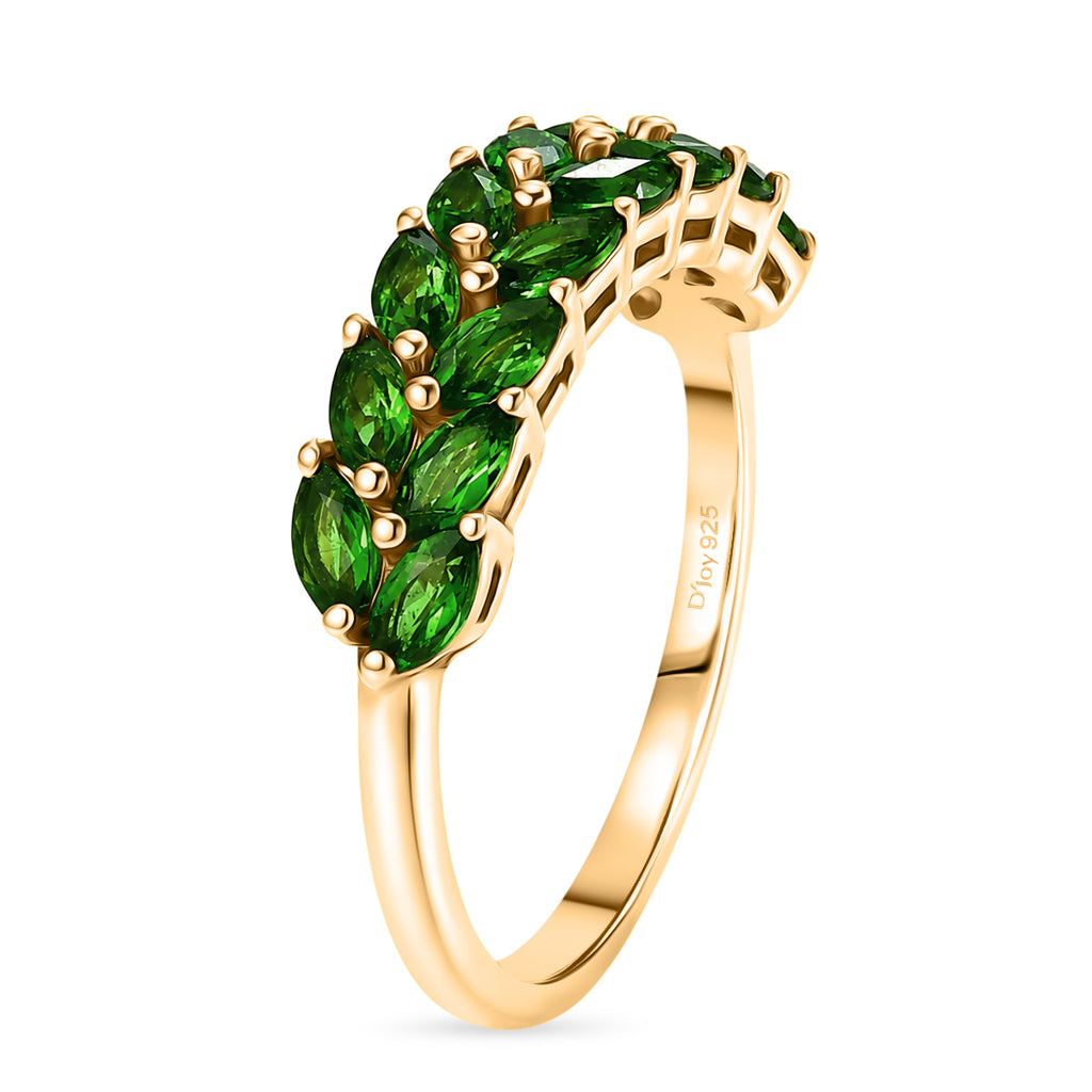 D'Joy - Natural Chrome Diopside Leaf Vine Ring in Yellow Gold Plated Sterling Silver 1.20 Ct._8578673_3