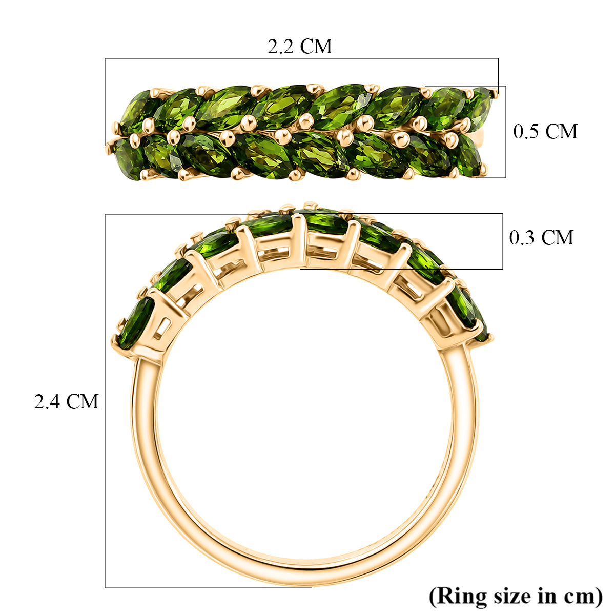 D'Joy - Natural Chrome Diopside Leaf Vine Ring in Yellow Gold Plated Sterling Silver 1.20 Ct. V32519218 6