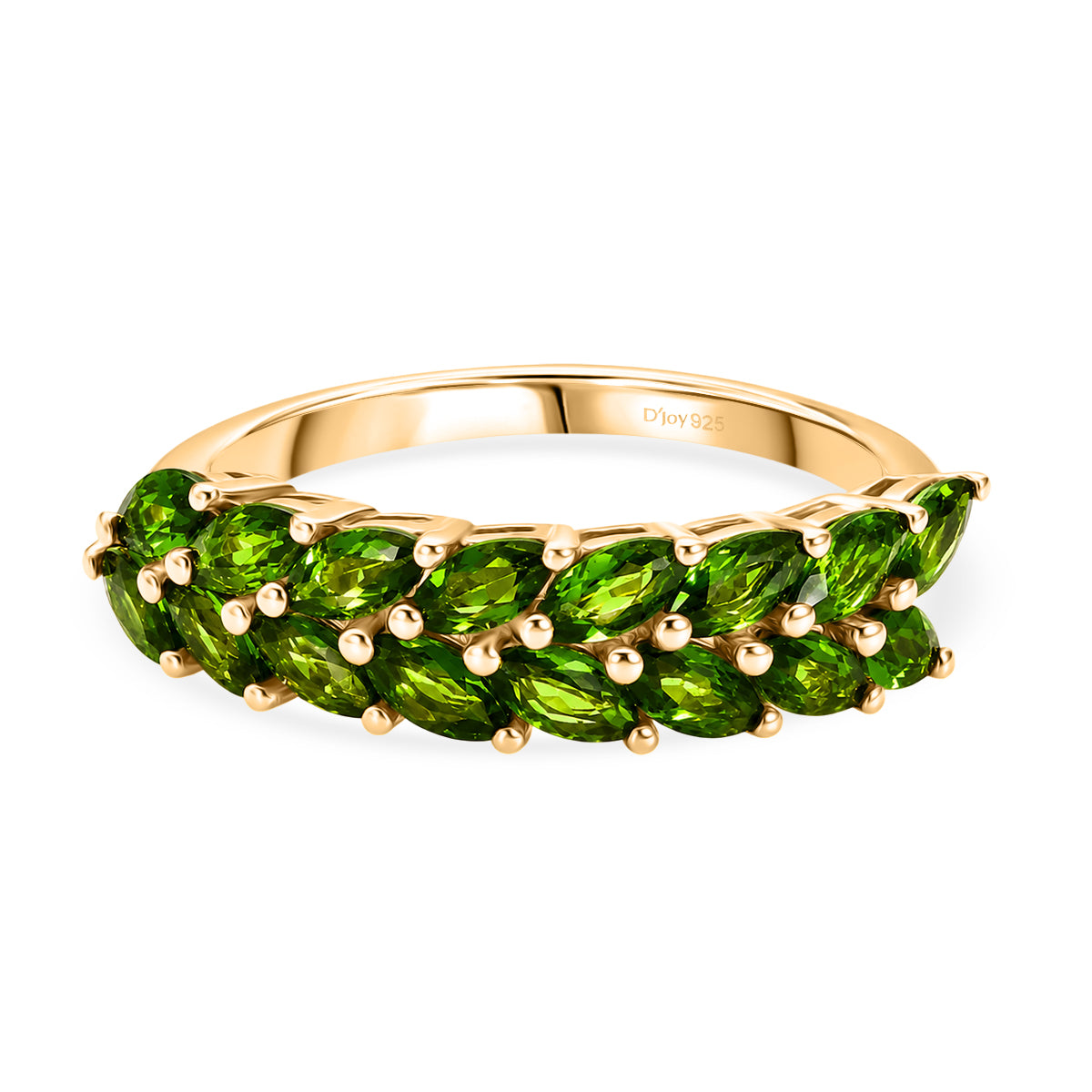 D'Joy - Natural Chrome Diopside Leaf Vine Ring in Yellow Gold Plated Sterling Silver 1.20 Ct. V32533300 0