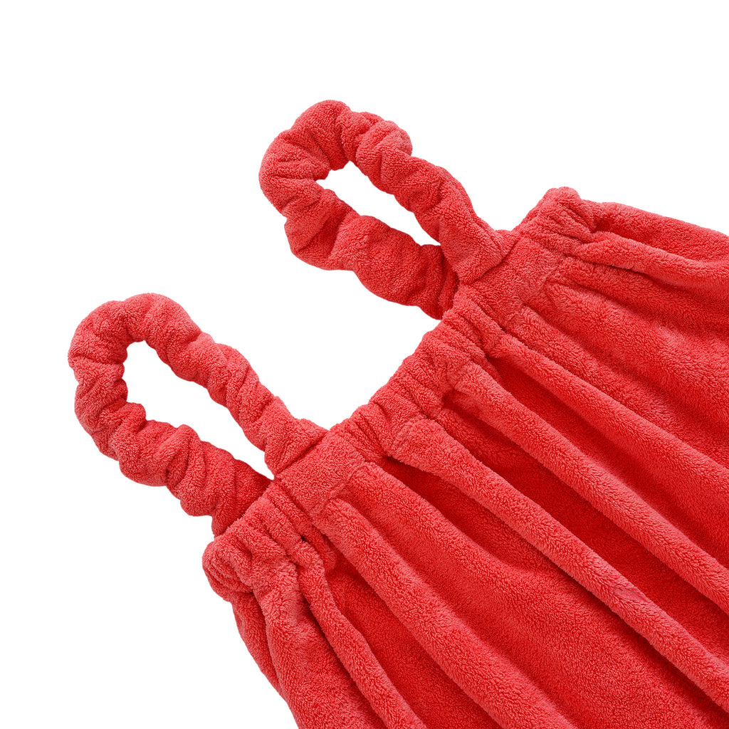 LIVMORE 2-Piece Wearable Bath Towel with Pocket & Matching Hair Towel Wrap (140 x 82cm) - Coral_8578736_4