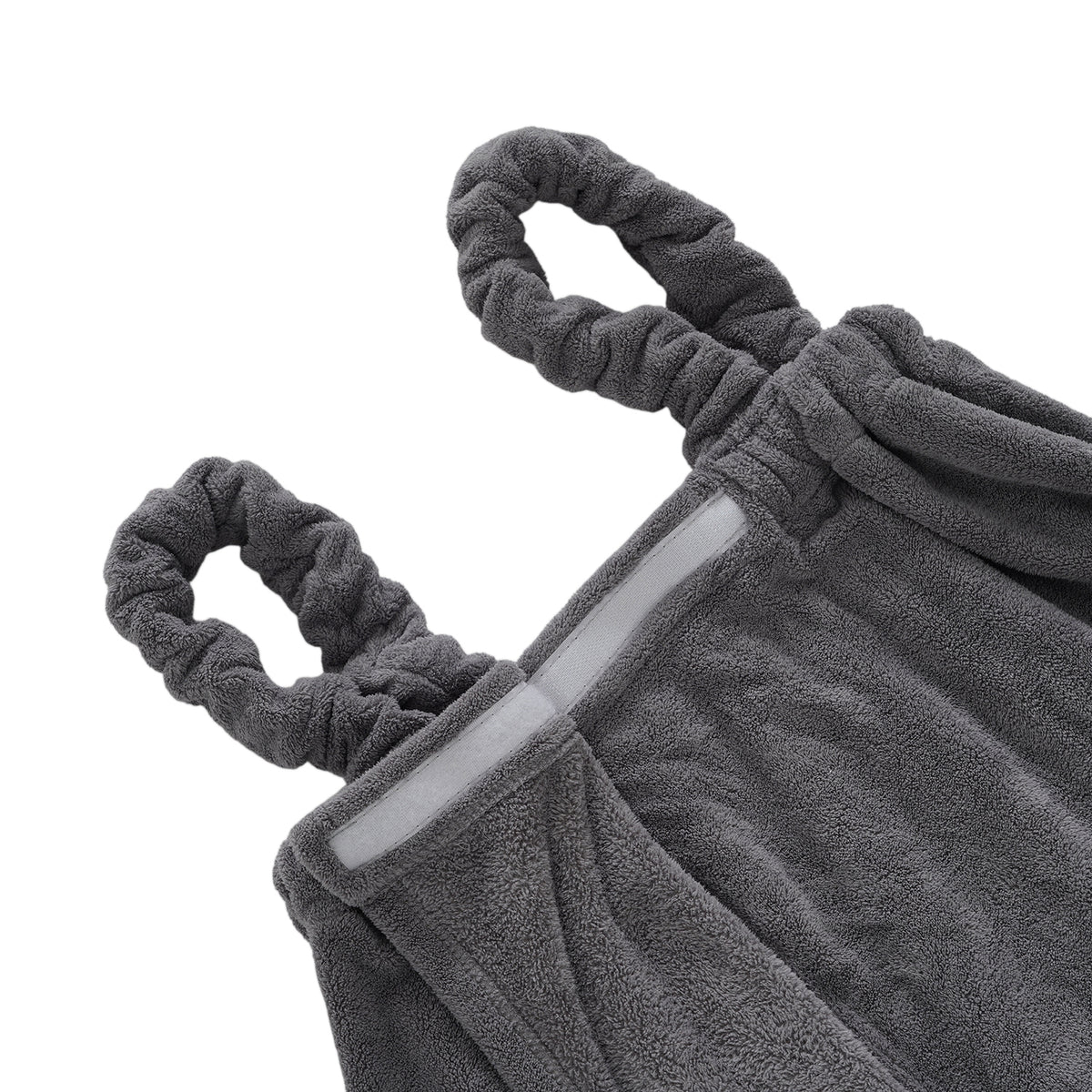 LIVMORE 2-Piece Wearable Bath Towel with Pocket &amp; Matching Hair Towel Wrap (140x82cm, 65x26cm) - Light Grey V32514975 4