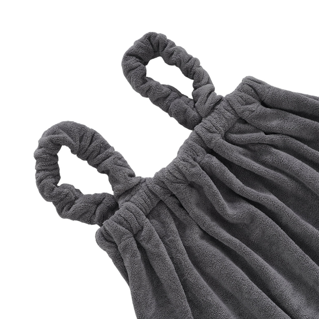 LIVMORE 2-Piece Wearable Bath Towel with Pocket & Matching Hair Towel Wrap (140x82cm, 65x26cm) - Light Grey_8578737_4