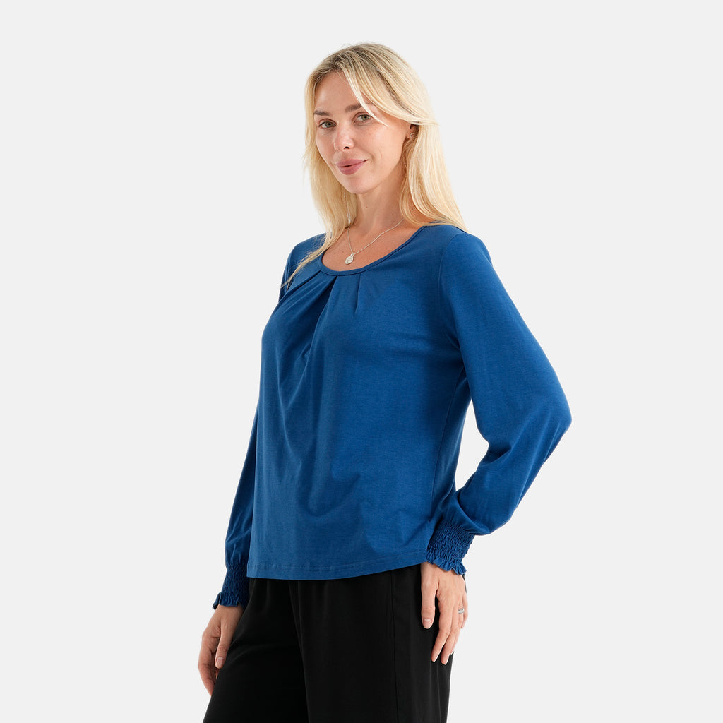 La Marey Round-neck Blouse (Size - L, 16-18) - Blue_8578776_3