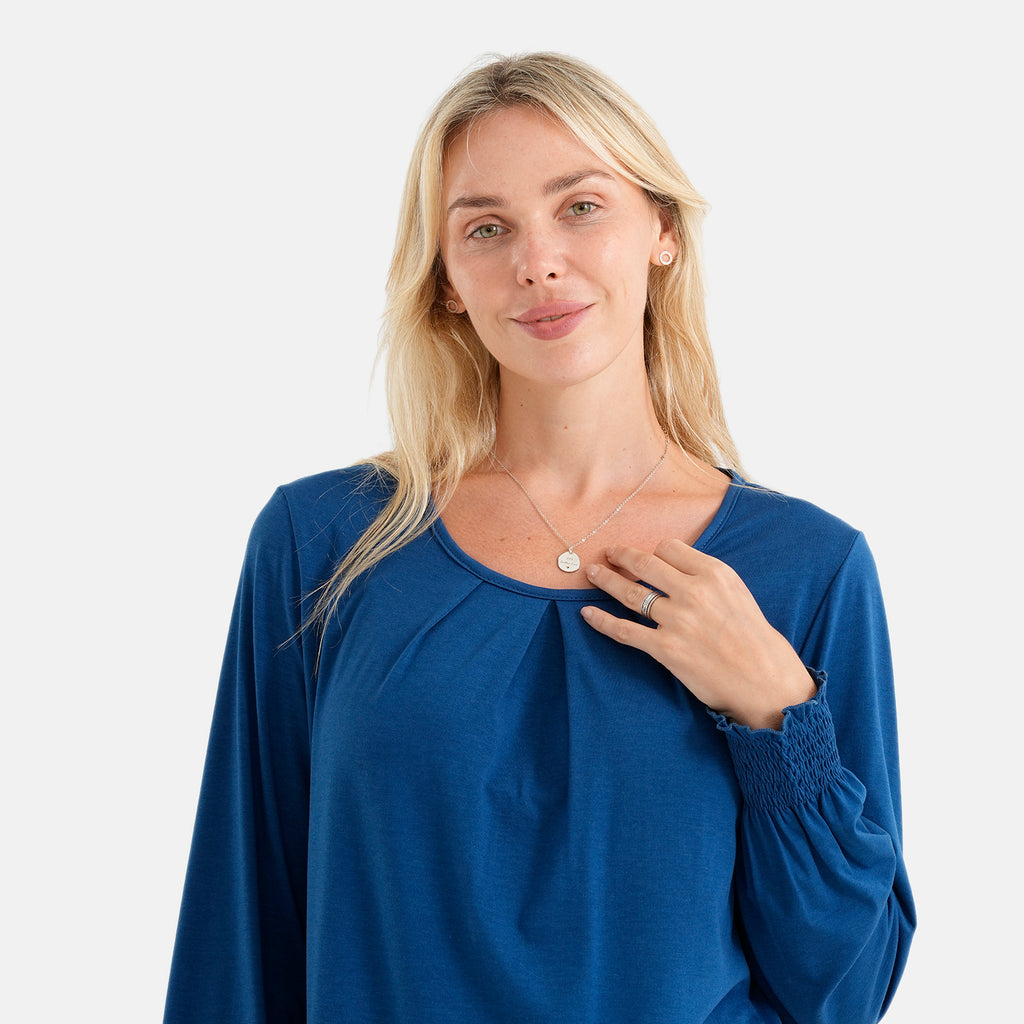 La Marey Round-neck Blouse (Size - L, 16-18) - Blue_8578776_5