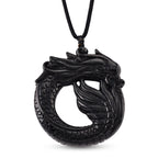 Very Rare Natural Boots Black Jadeite Adjustable Dragon Carved Necklace (Size - 28) 180.00 Ct._8578810