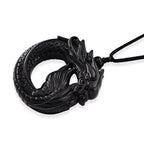 Very Rare Natural Boots Black Jadeite Adjustable Dragon Carved Necklace (Size - 28) 180.00 Ct._8578810_3