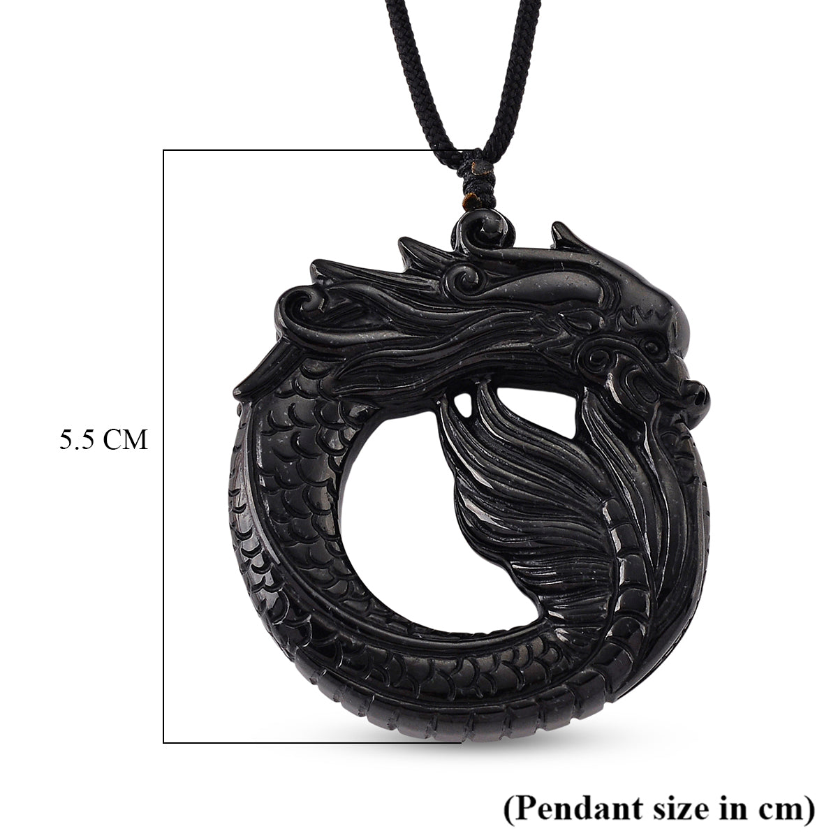 Very Rare Natural Boots Black Jadeite Adjustable Dragon Carved Necklace (Size - 28) 180.00 Ct. V32516743 6