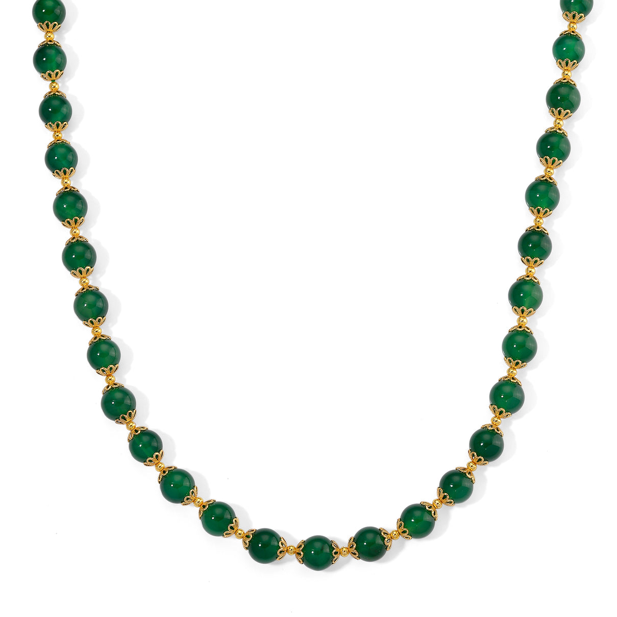 Green Onyx Adjustable Beads Necklace (Size - 18+2 Ext) with Lobster Clasp 205.00 Ct. V32513968 0