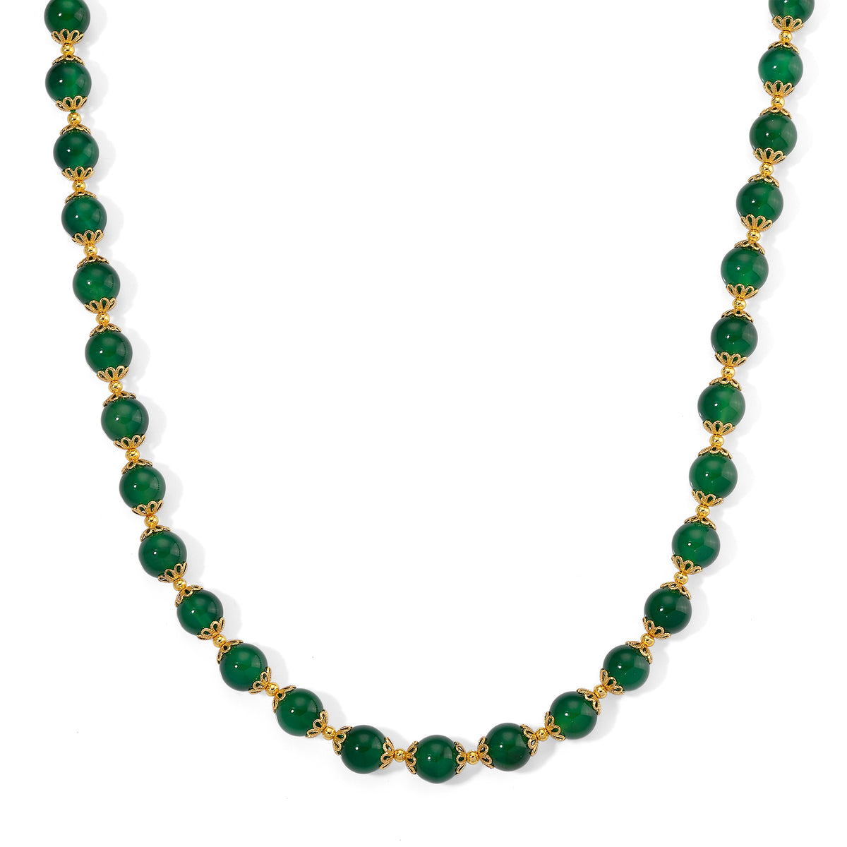 Green Onyx Adjustable Beads Necklace (Size - 18+2 Ext) with Lobster Clasp 205.00 Ct. V32513968 0
