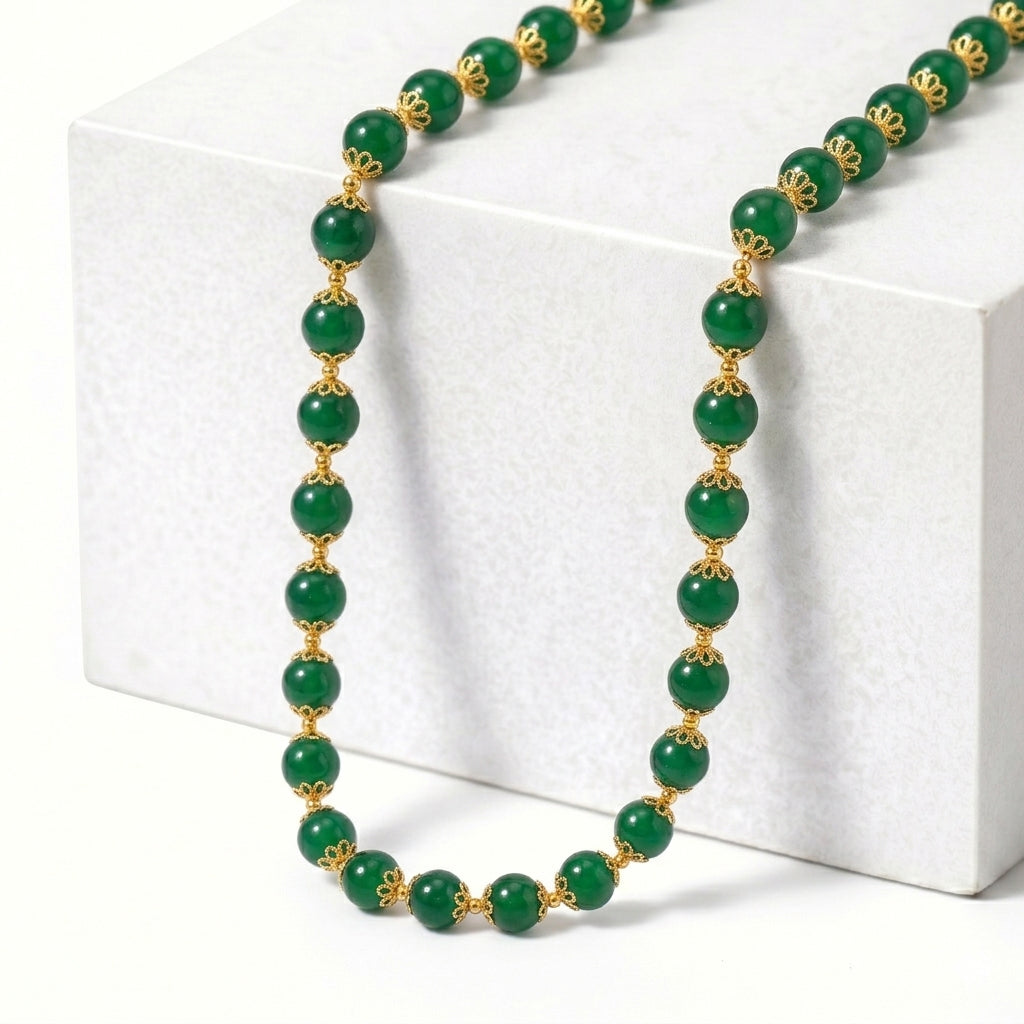 Green Onyx Adjustable Beads Necklace (Size - 18-2 Ext) with Lobster Clasp 205.00 Ct. V32356972 2