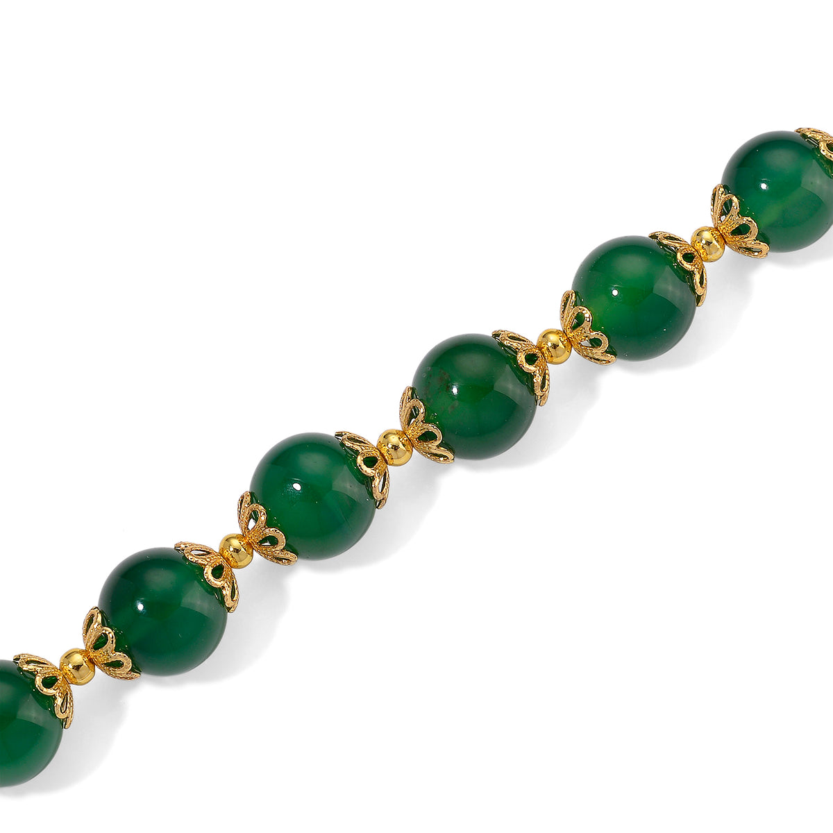 Green Onyx Adjustable Beads Necklace (Size - 18+2 Ext) with Lobster Clasp 205.00 Ct. V32513968 3