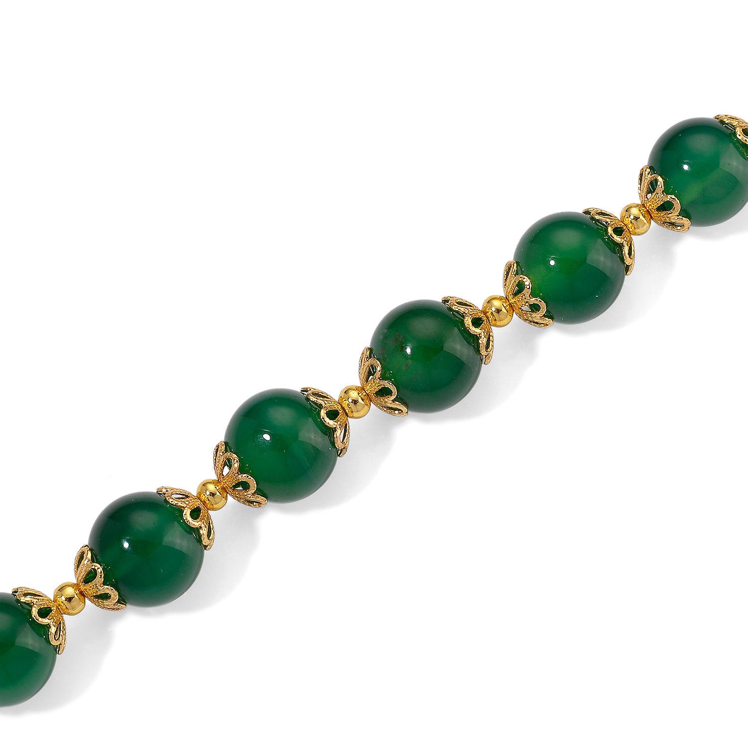 Green Onyx Adjustable Beads Necklace (Size - 18+2 Ext) with Lobster Clasp 205.00 Ct. V32513968 3