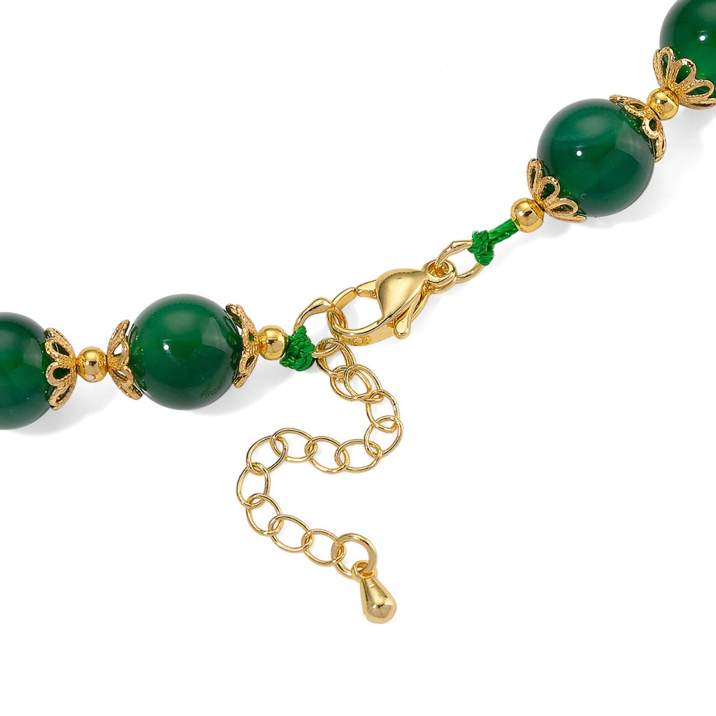Green Onyx Adjustable Beads Necklace (Size - 18-2 Ext) with Lobster Clasp 205.00 Ct.