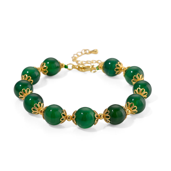 Green Onyx Adjustable Beads Bracelet (Size - 7-2 Ext) in Yellow Gold Tone 85.00 Ct. 8578828 1