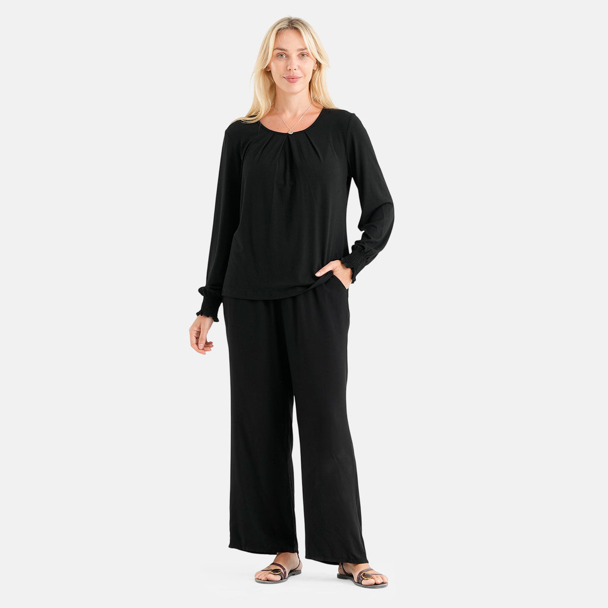 La Marey Round Neck Blouse (Size XL, 20-22) - Black 8578853 0