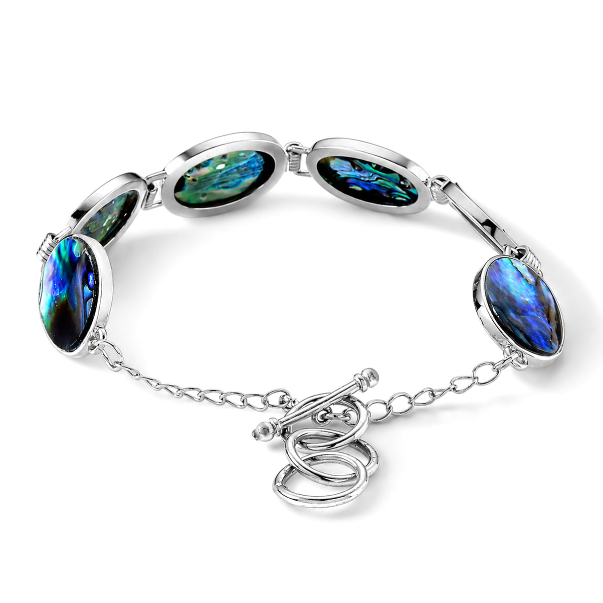 Natural Abalone Shell Adjustabkle Bracelet with Oval Frames (Size - 8-1 Ext) with Toggle Clasp 45.00 Ct. V32489189 2