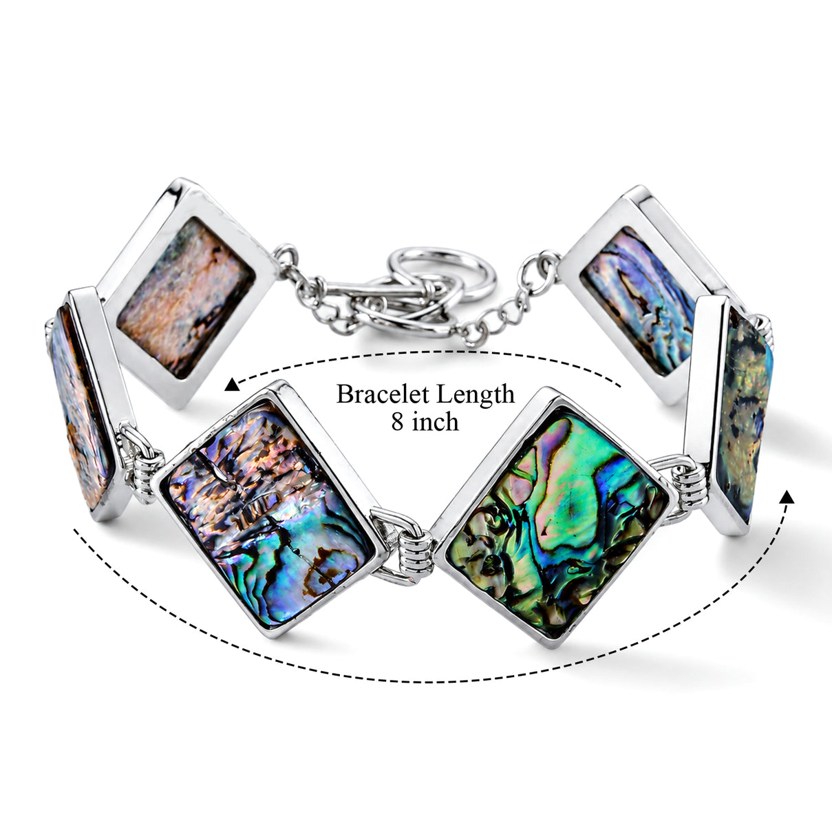 Natural Abalone Shell Adjustabkle Bracelet with Square Frames (Size - 8-1 Ext) with Toggle Clasp 75.00 Ct. 8578866 5