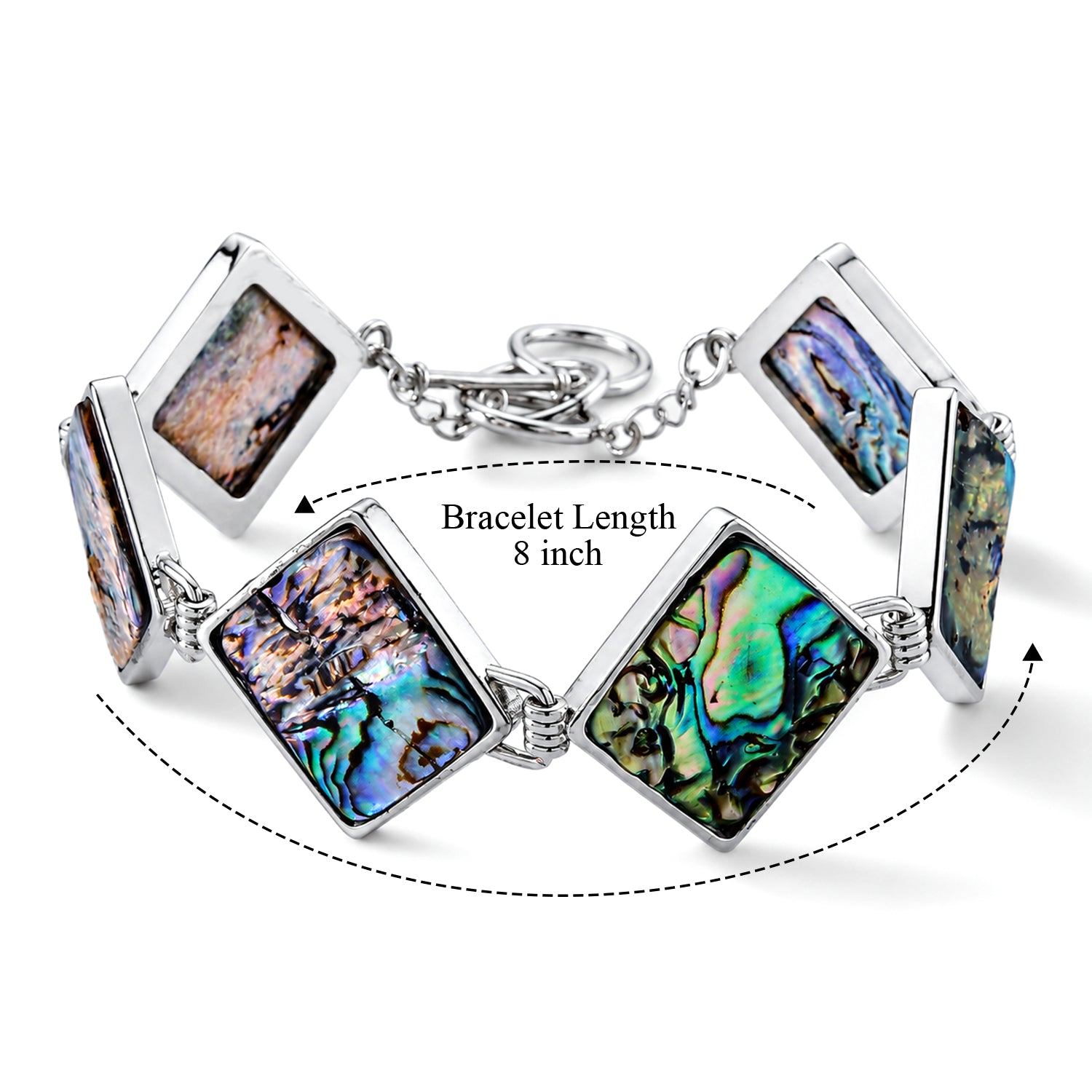 Natural Abalone Shell Adjustabkle Bracelet with Square Frames (Size - 8-1 Ext) with Toggle Clasp 75.00 Ct. 8578866 5