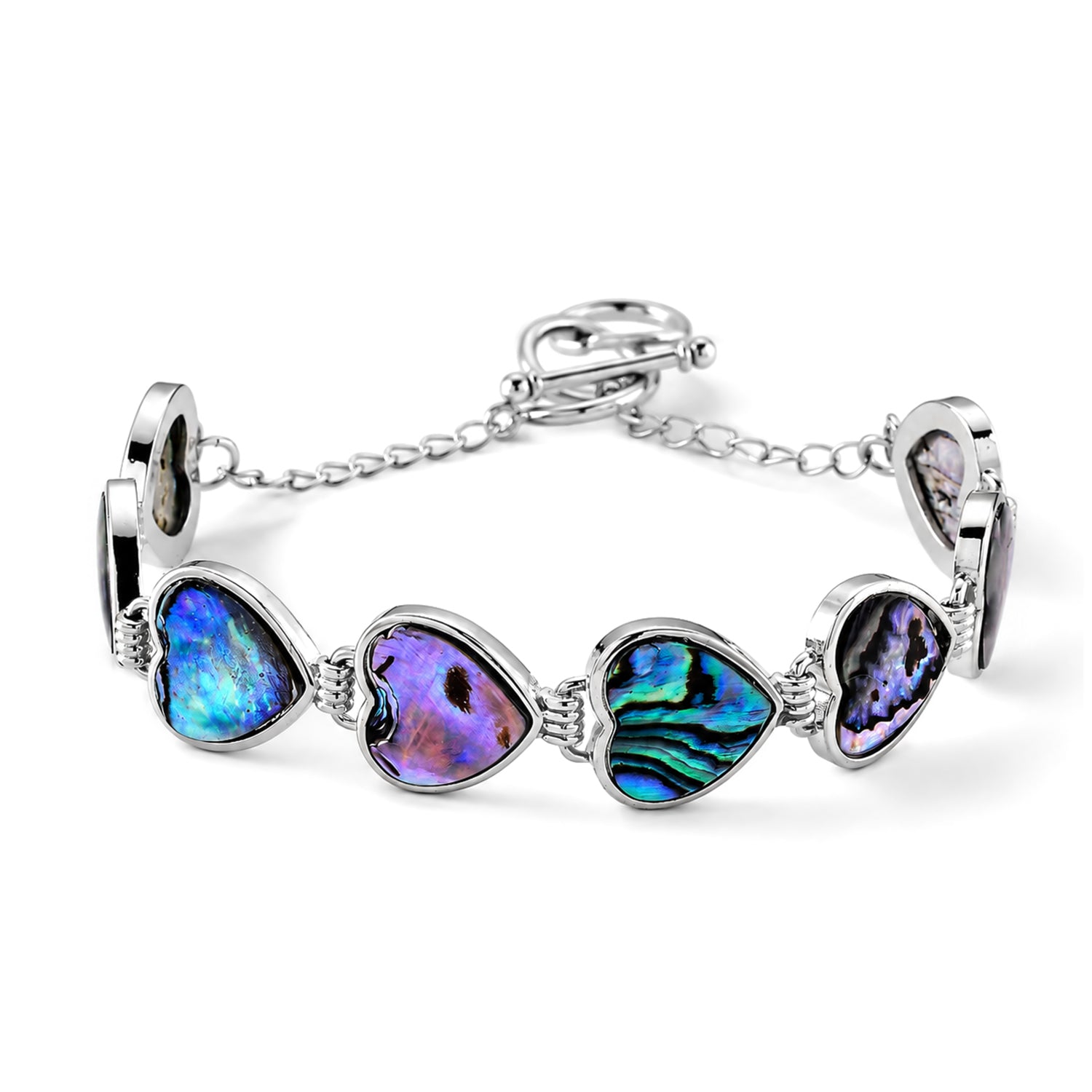 Natural Abalone Shell Adjustabkle Bracelet with Heart Frames (Size - 8-1 Ext) with Toggle Clasp 50.00 Ct. 8578867 0