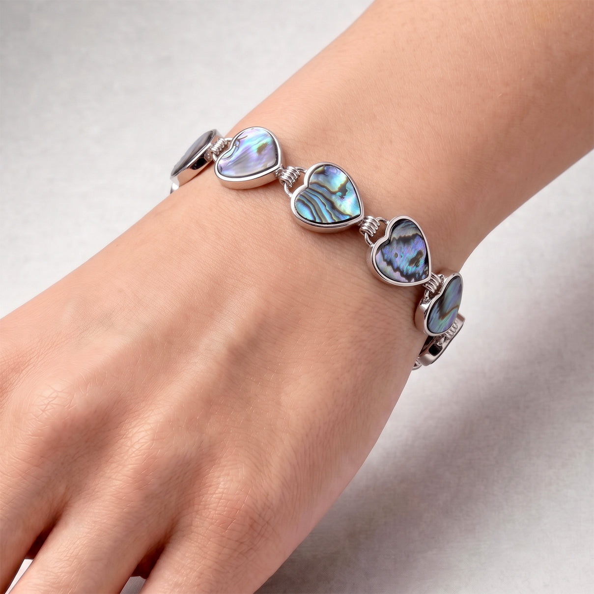 Natural Abalone Shell Adjustabkle Bracelet with Heart Frames (Size - 8-1 Ext) with Toggle Clasp 50.00 Ct. 8578867 1