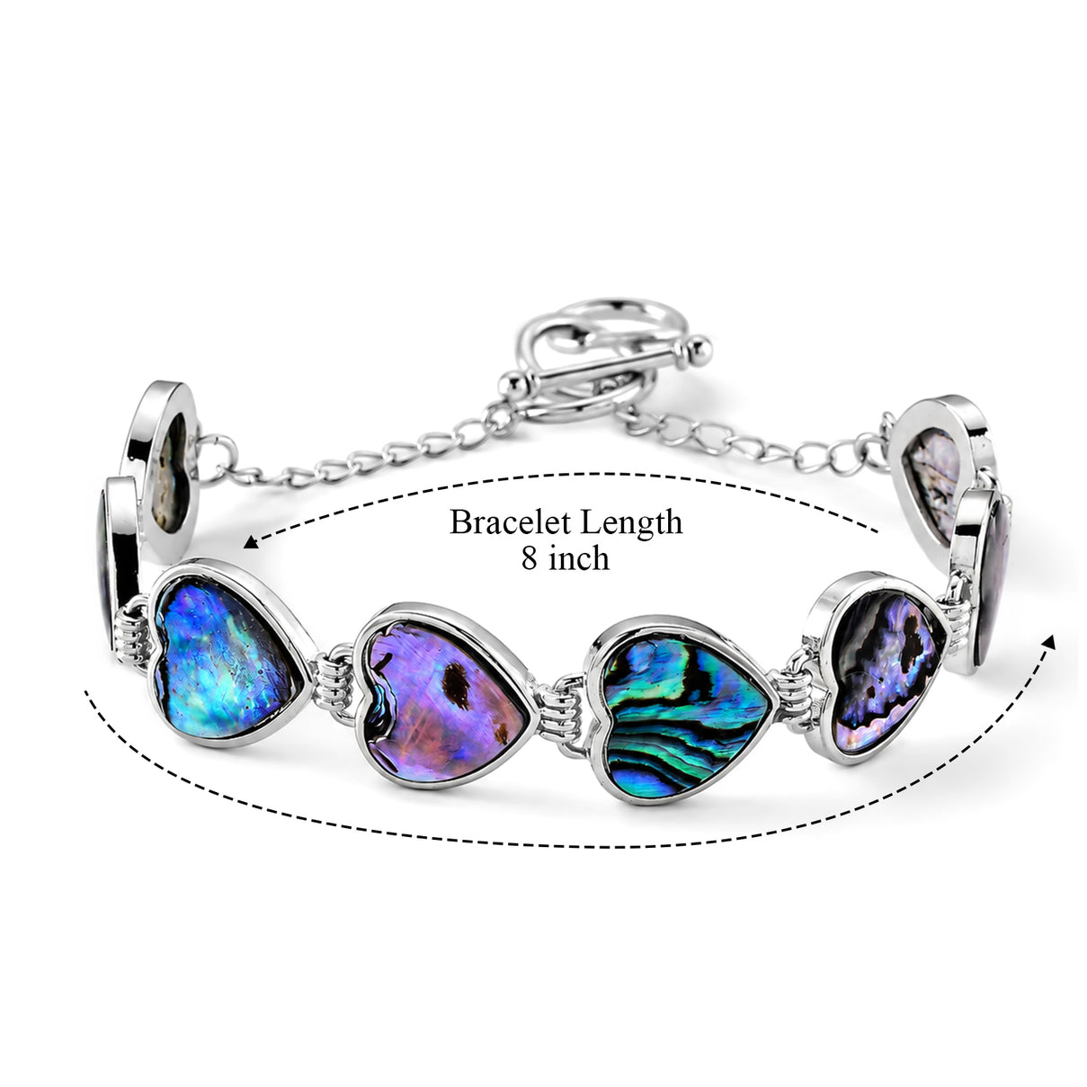 Natural Abalone Shell Adjustabkle Bracelet with Heart Frames (Size - 8-1 Ext) with Toggle Clasp 50.00 Ct. 8578867 5