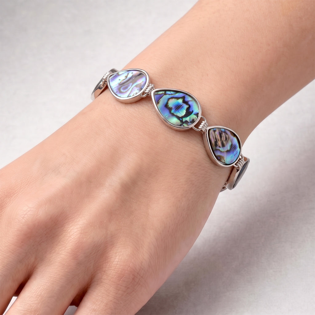 Abalone Shell Adjustable Beads Bracelet (Size - 7.5+1 Ext) with T-Bar Clasp 55.00 Ct._8578868_1