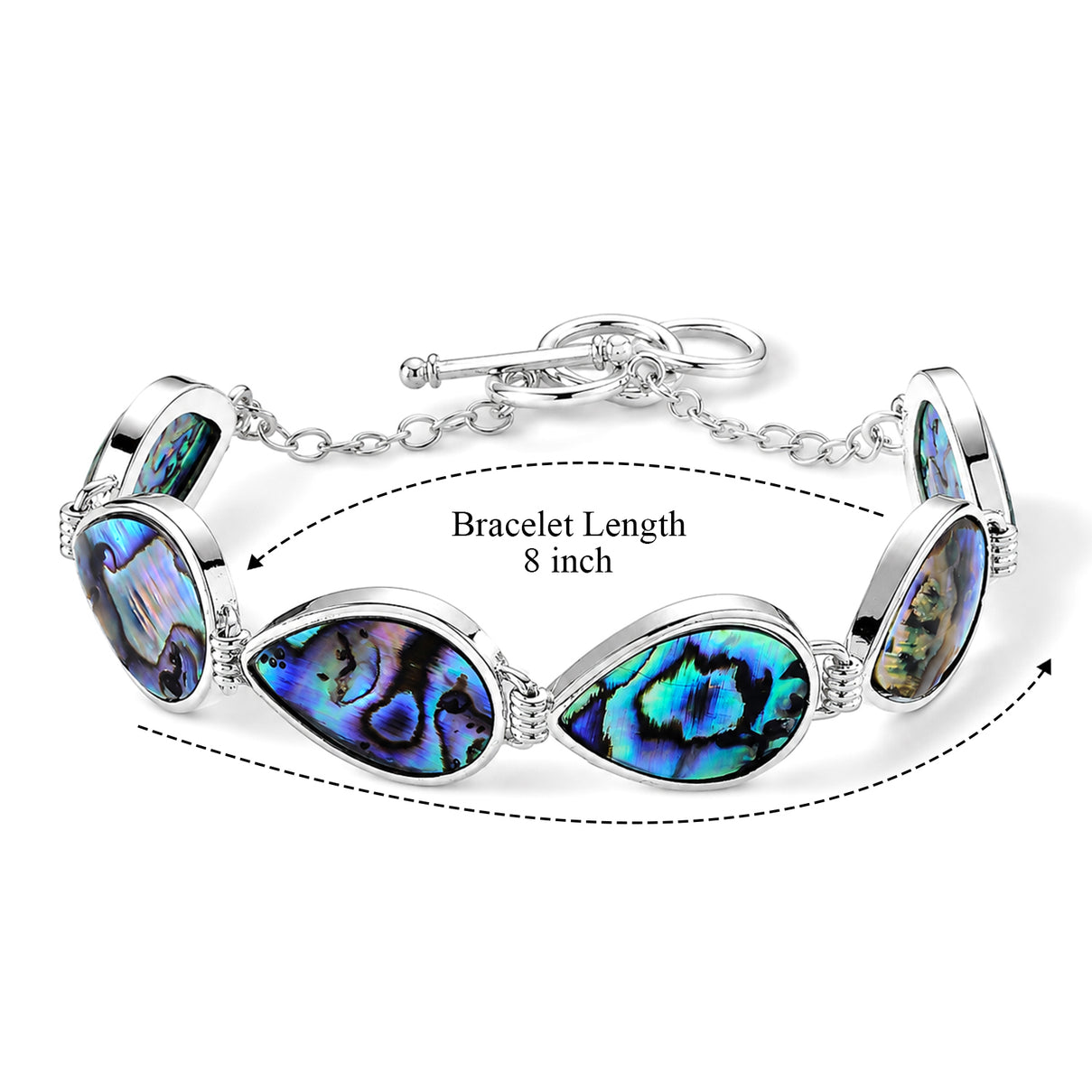 Natural Abalone Shell Adjustabkle Bracelet with Pear-cut Frames (Size - 8-1 Ext) with Toggle Clasp 55.00 Ct. 8578868 5