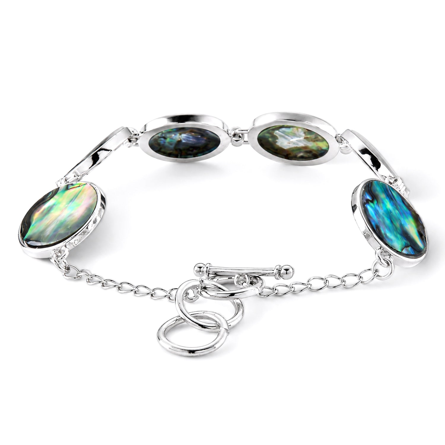 Natural Abalone Shell Adjustabkle Bracelet with Round Frames (Size - 8-1 Ext) with Toggle Clasp 45.00 Ct. V32488975 2