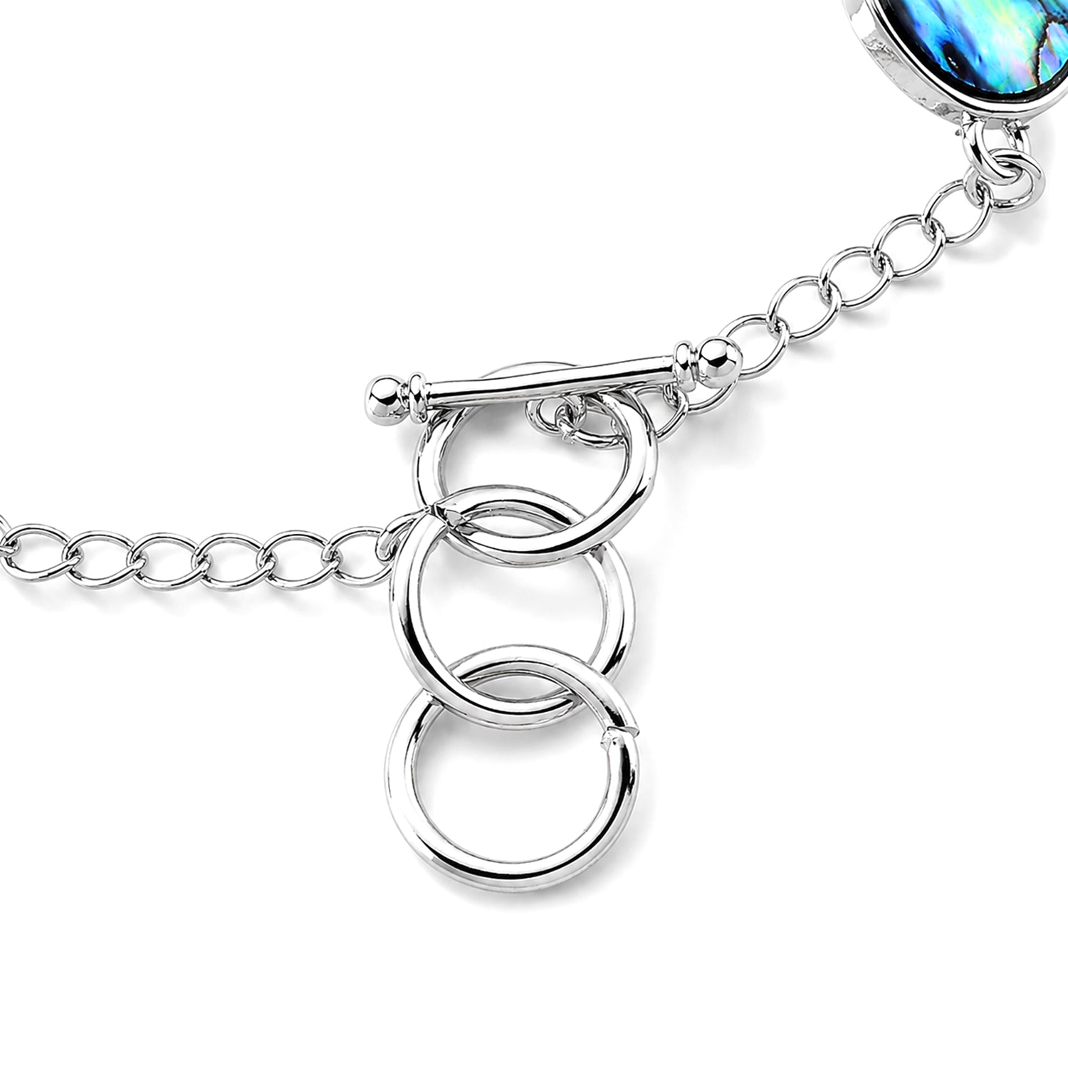Natural Abalone Shell Adjustabkle Bracelet with Round Frames (Size - 8-1 Ext) with Toggle Clasp 45.00 Ct. V32488975 3