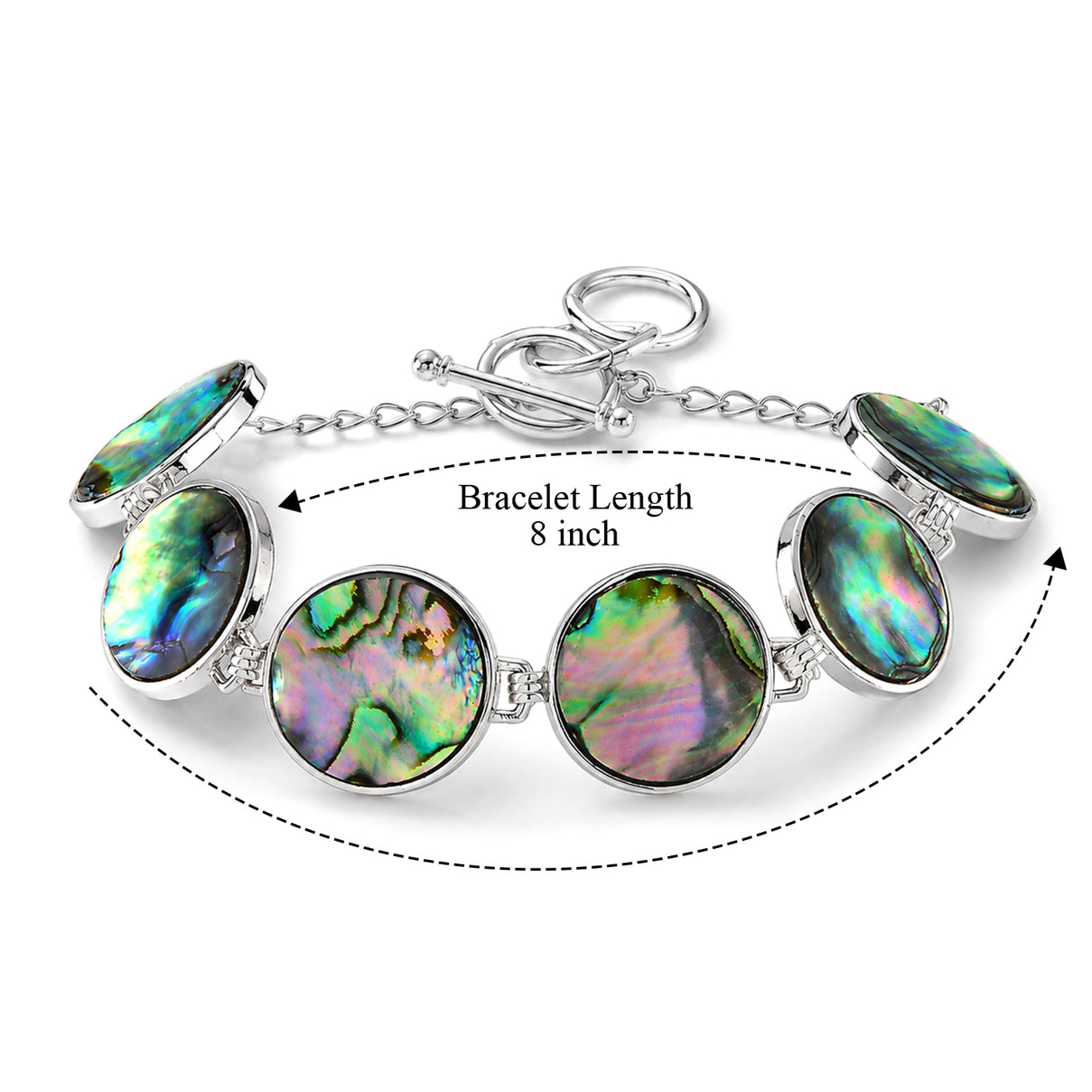 Natural Abalone Shell Adjustabkle Bracelet with Round Frames (Size - 8-1 Ext) with Toggle Clasp 45.00 Ct. V32488975 5