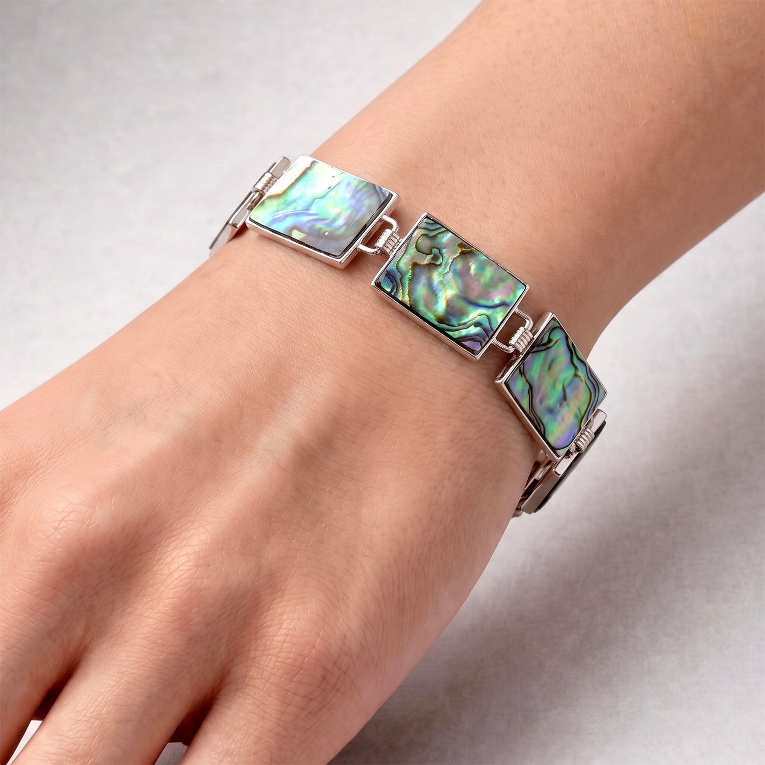Natural Abalone Shell Adjustabkle Bracelet with Rectangle Frames (Size - 8-1 Ext) with Toggle Clasp 60.00 Ct. 8578880 1