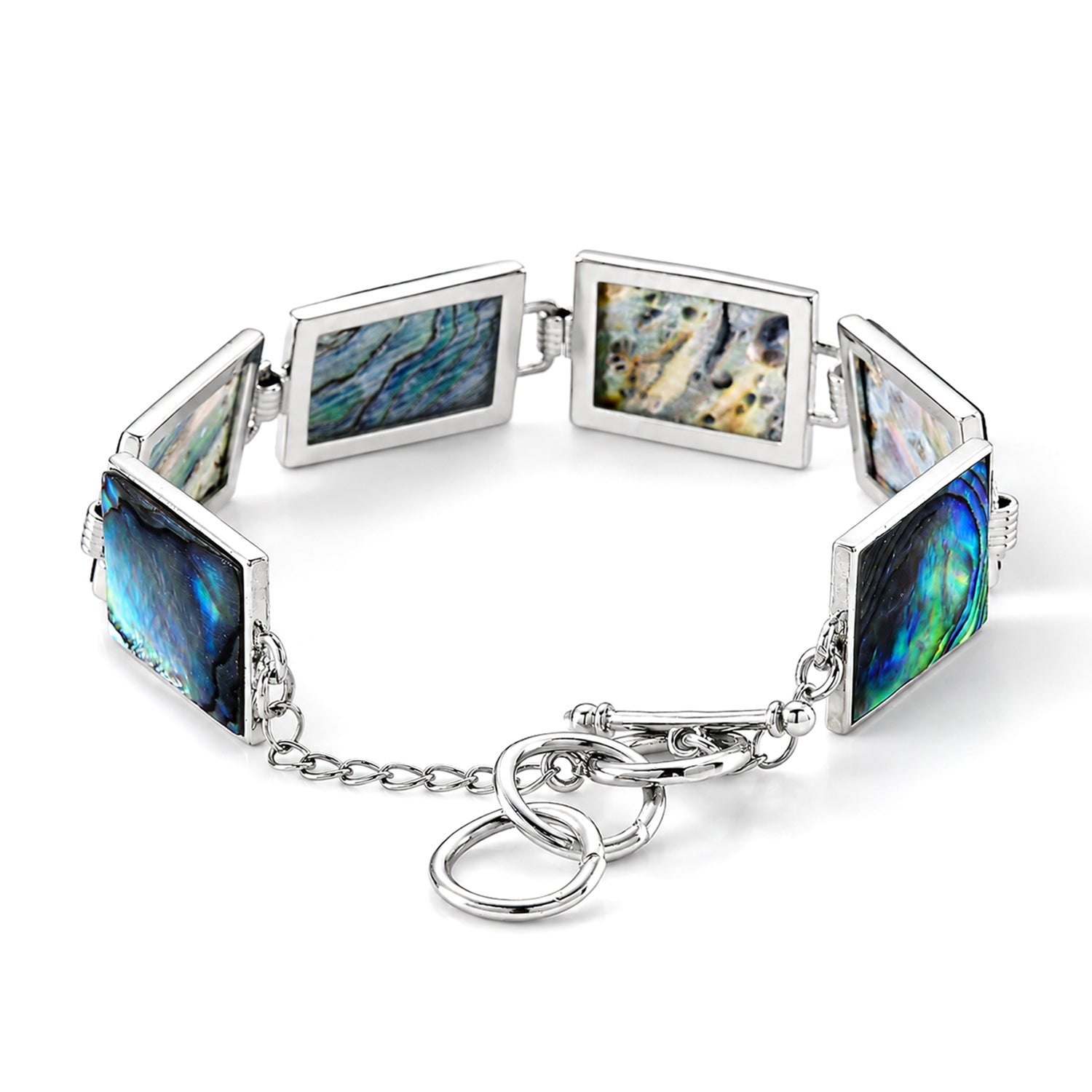 Natural Abalone Shell Adjustabkle Bracelet with Rectangle Frames (Size - 8-1 Ext) with Toggle Clasp 60.00 Ct. 8578880 2