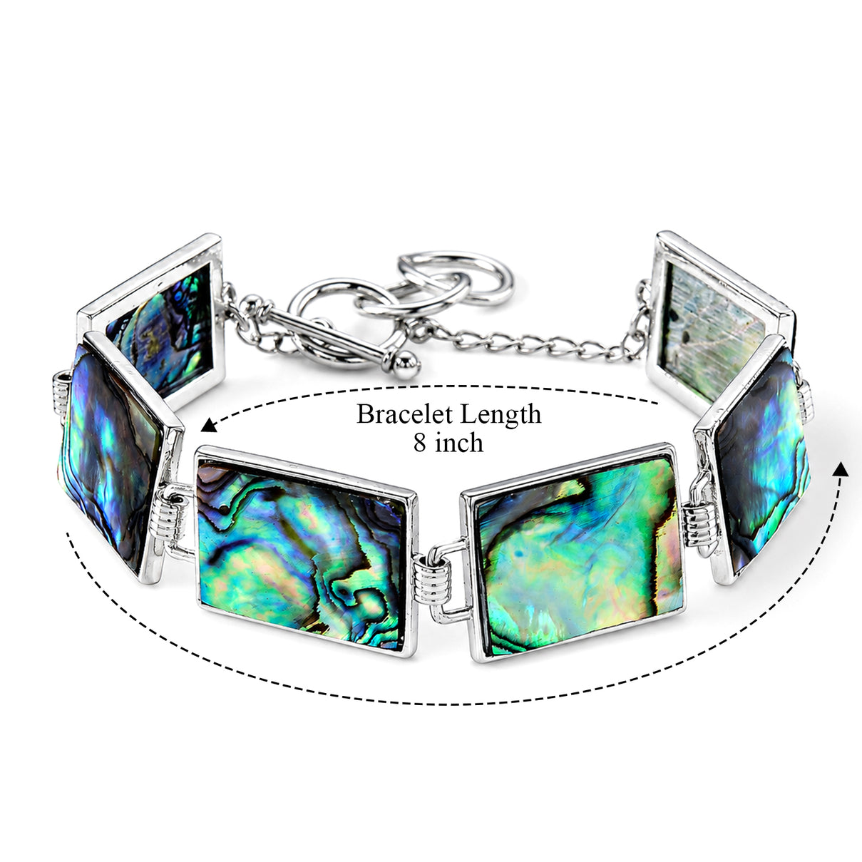 Natural Abalone Shell Adjustabkle Bracelet with Rectangle Frames (Size - 8-1 Ext) with Toggle Clasp 60.00 Ct. 8578880 5