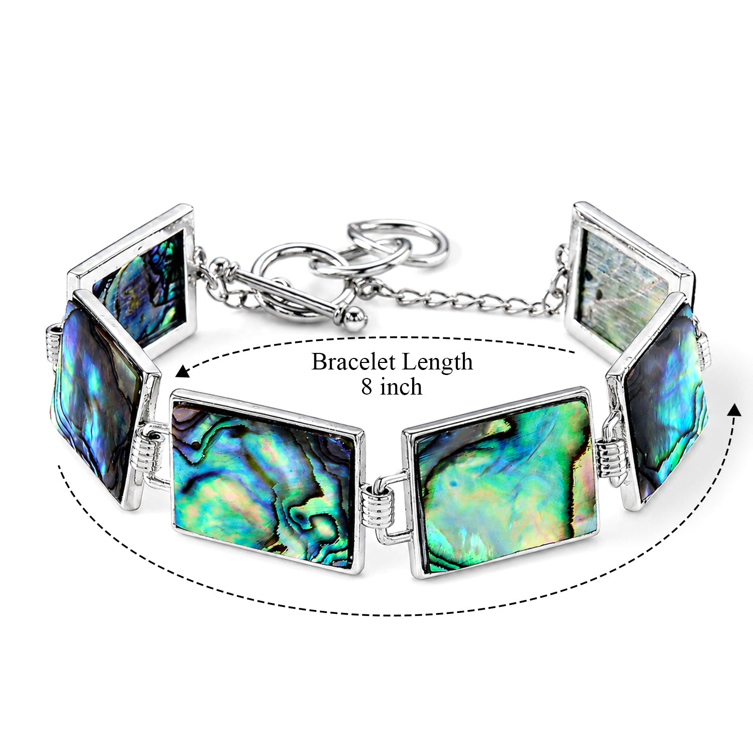 Natural Abalone Shell Adjustabkle Bracelet with Rectangle Frames (Size - 8-1 Ext) with Toggle Clasp 60.00 Ct. 8578880 5