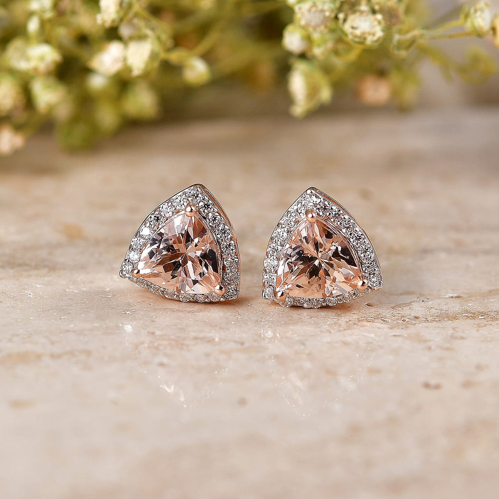 D'Joy Morganite, Moissanite Solitaire Stud Push Post Earring in 18K RG VermeilSterling Silver  2.400  Ct._8578899_1