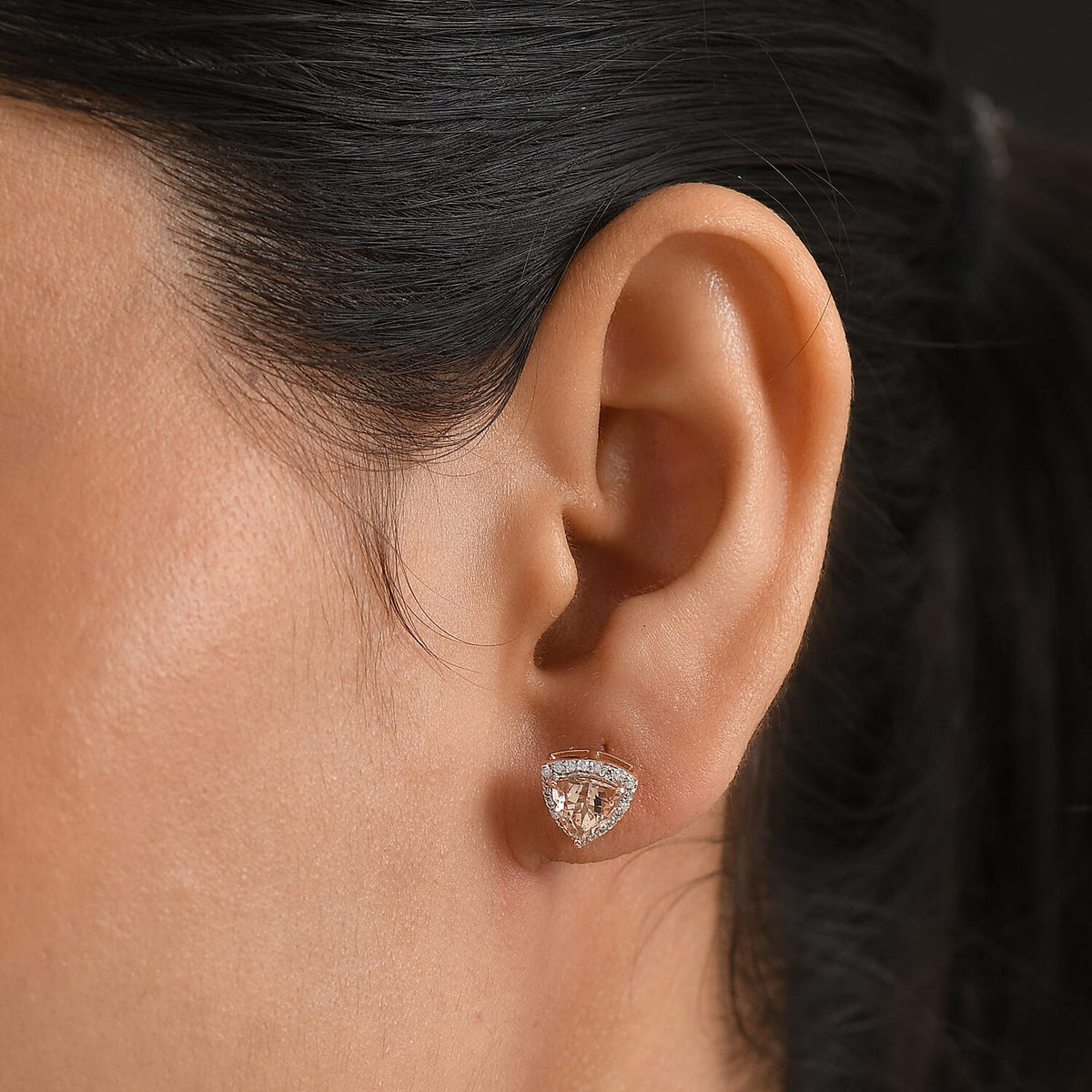 D'Joy Morganite, Moissanite Solitaire Stud Push Post Earring in 18K RG VermeilSterling Silver  2.400  Ct. 8578899 2