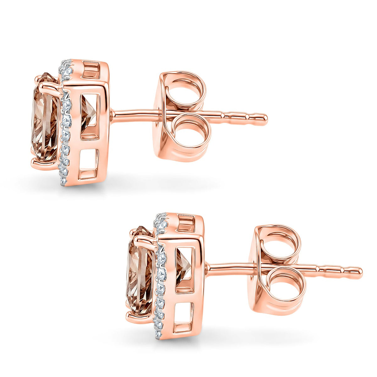 D'Joy Morganite, Moissanite Solitaire Stud Push Post Earring in 18K RG VermeilSterling Silver  2.400  Ct. 8578899 3