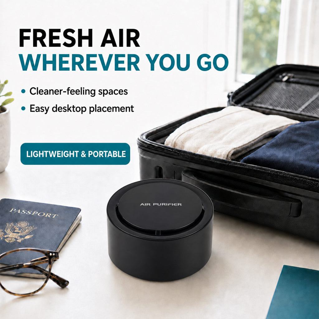 Livmore Mini Portable ABS Air Purifier, Ideal for home, office, car or travel use,  Helps reduce dust, odours, and air impurities  - Black_8579103_1