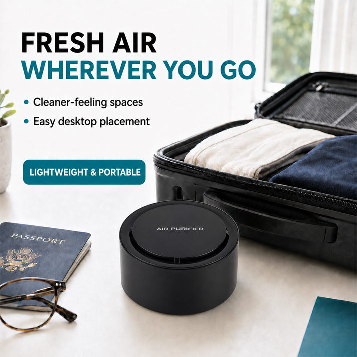 Livmore Mini Portable ABS Air Purifier, Ideal for home, office, car or travel use,  Helps reduce dust, odours, and air impurities  - Black 8579103 2