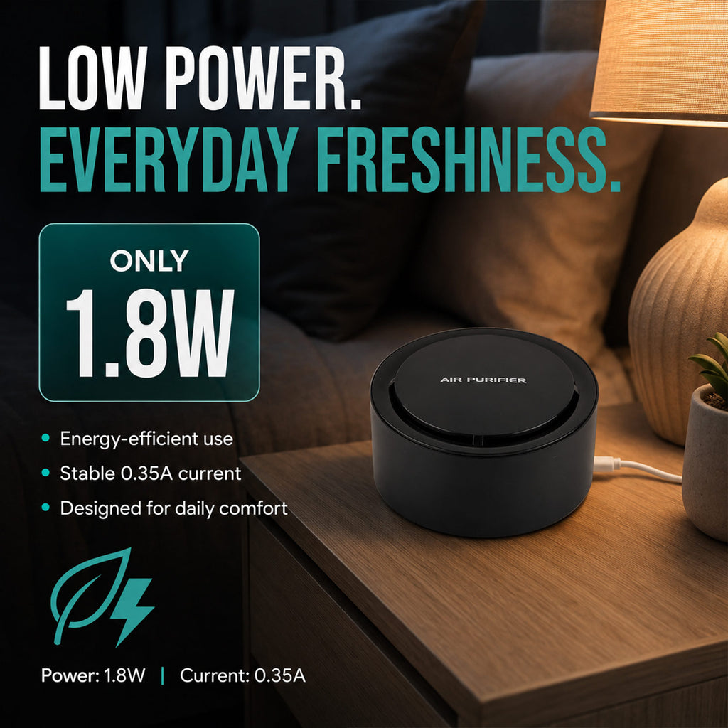 Livmore Mini Portable ABS Air Purifier, Ideal for home, office, car or travel use,  Helps reduce dust, odours, and air impurities  - Black_8579103_3