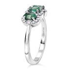 Luxuriant - AAA Gemfields Zambian Emerald & Lab Grown Diamond (SI/G-H) Trilogy Halo Ring in Rhodium Overlay Sterling Silver 0.84 Ct._8579236_3