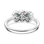 Luxuriant - AAA Gemfields Zambian Emerald & Lab Grown Diamond (SI/G-H) Trilogy Halo Ring in Rhodium Overlay Sterling Silver 0.84 Ct._8579236_4