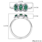 Luxuriant - AAA Gemfields Zambian Emerald & Lab Grown Diamond (SI/G-H) Trilogy Halo Ring in Rhodium Overlay Sterling Silver 0.84 Ct._8579236_5