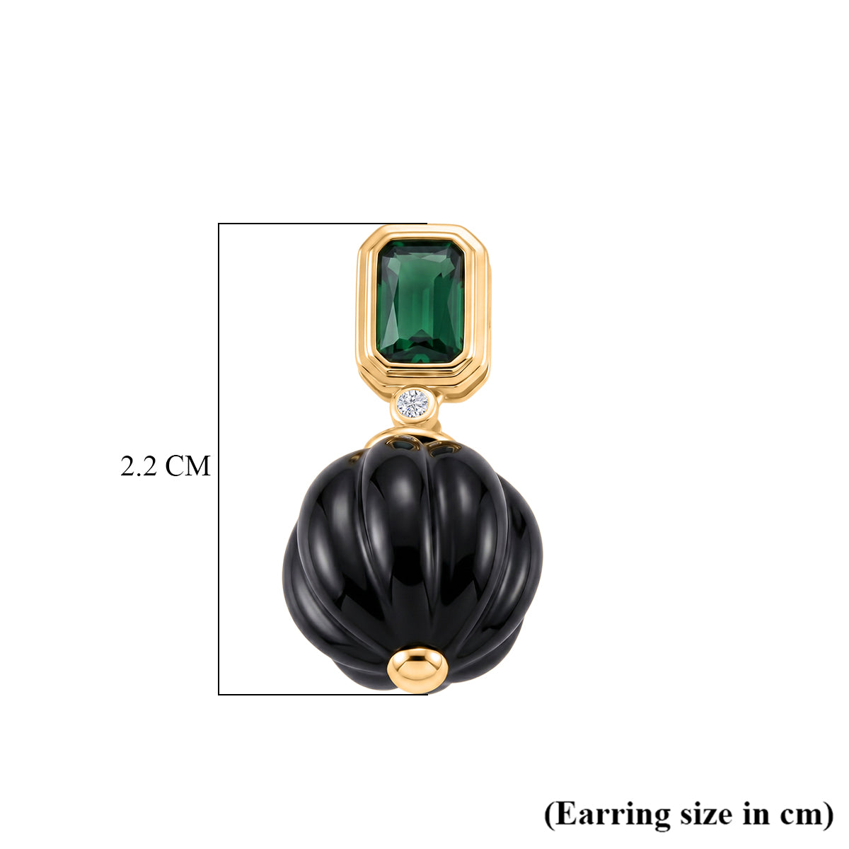 Natural Shungite, Green Cubic Zirconia &amp; Green Crystal Beads Earring with Push Back 20.52 Ct. 8579244 6