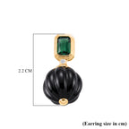 Natural Shungite, Green Cubic Zirconia & Green Crystal Beads Earring with Push Back 20.52 Ct._8579244_5